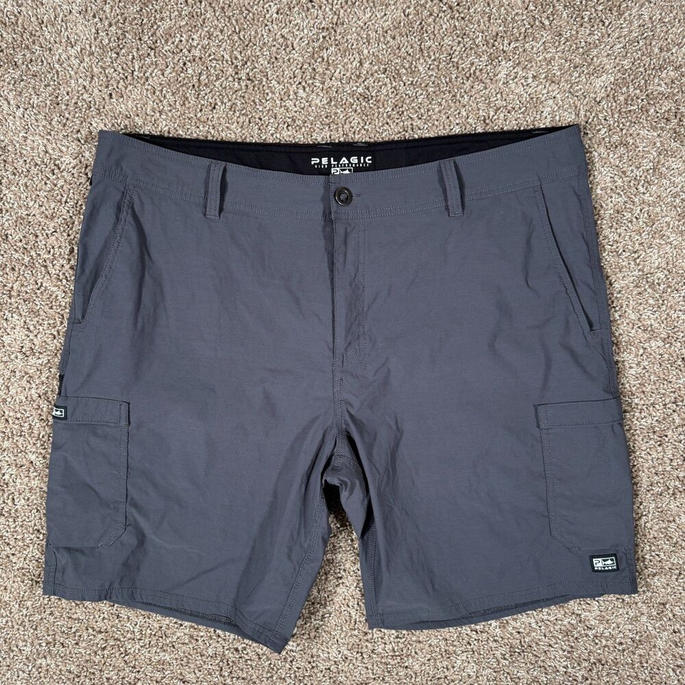 Pelagic Shorts Mens Size 42 Gray Madeira Cargo Fishing Performance Stretch